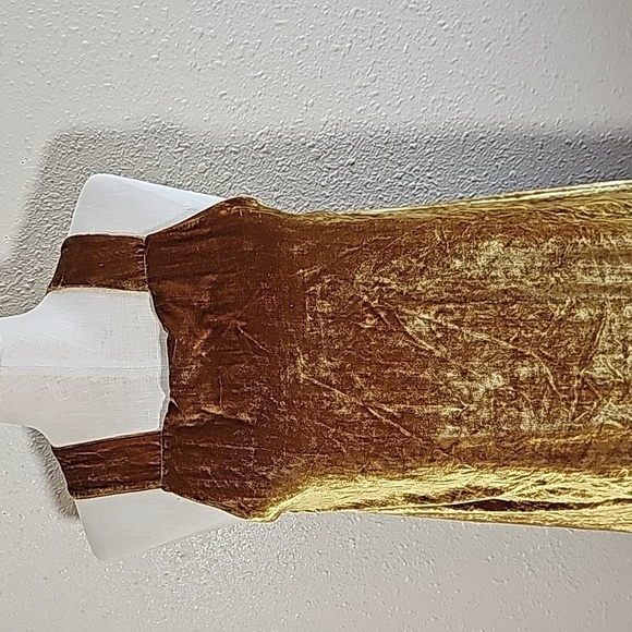 LOFT Velvet Midi Yellow Dress - Picture 2 of 6